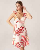 Sueña™ Bettydress-Kırmızı Çiçekli Kravat Askılı Mini Elbise